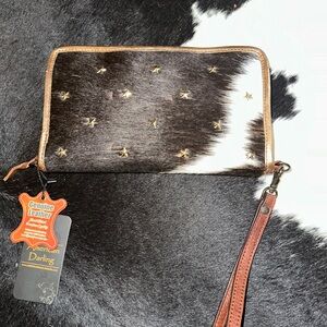 American Darling Star-Studded Bronze/ Brown/Cowhide Leather Wristlet/Crossbody!